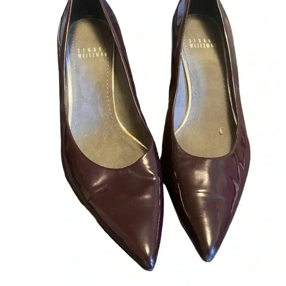Stuart Weitzman Patent Leather Purple kitten Heels - Picture 2 of 7